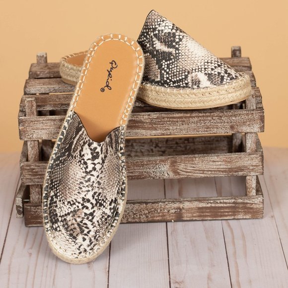 Shoes | Snakeskin Pattern Espadrille Mule | Poshmark